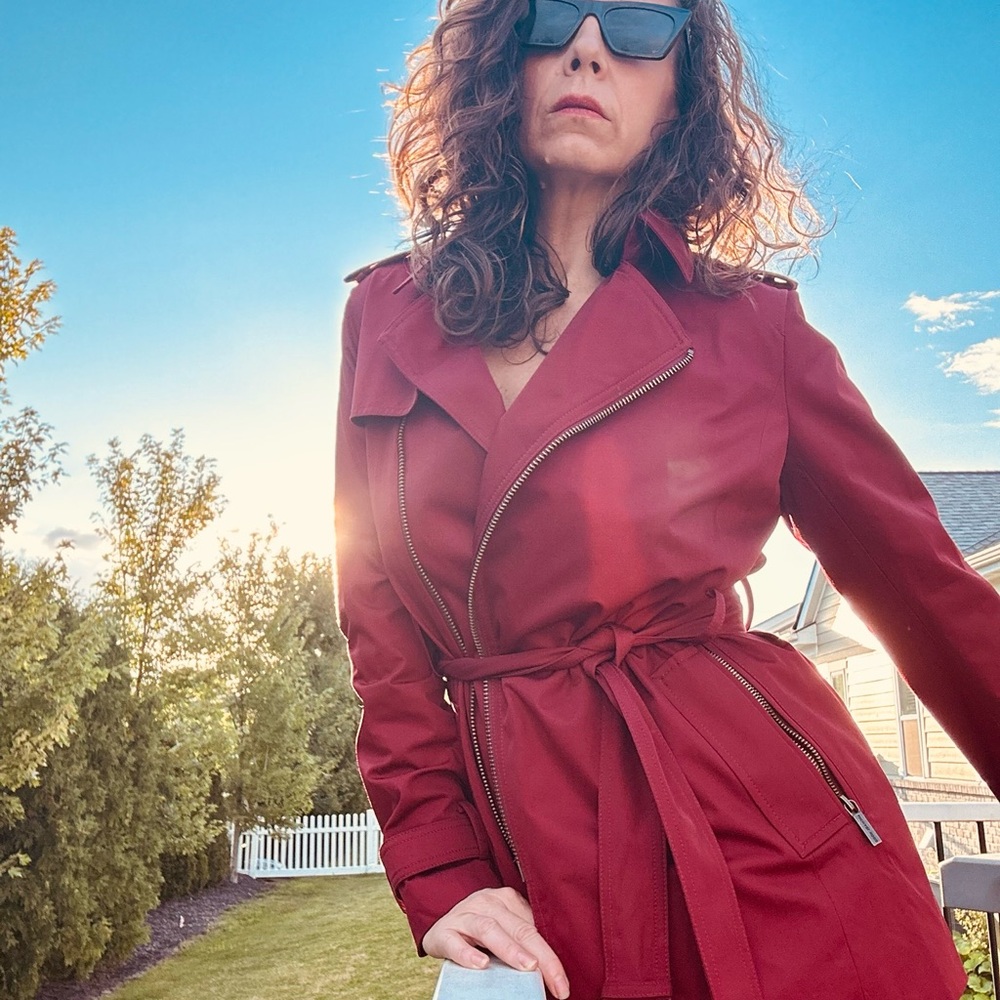 Kenneth Cole Reaction Red Belted Trench Coat
